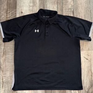 Under Armour Men's Black and Gray Polo Shirt- size 2XL